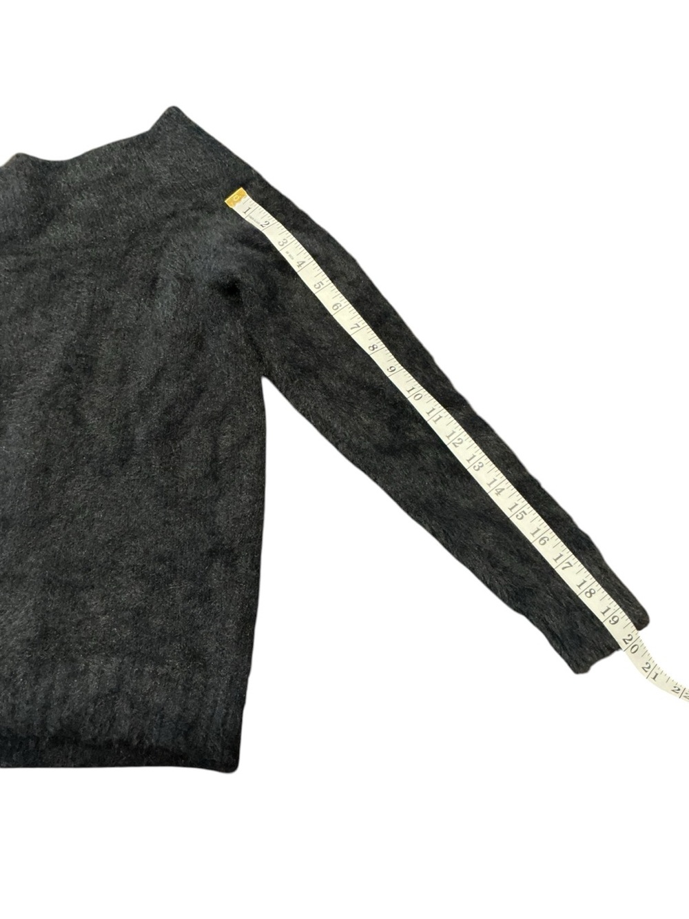 IRIS Black Fuzzy Knit Off Shoulder Sweater Women Medium Soft Cozy - Picture 6 of 8